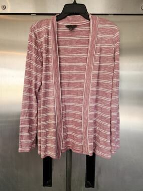 Mix by 41 Hawthorn Womens Open Front Cardigan M Red White Striped Knit Sweater
